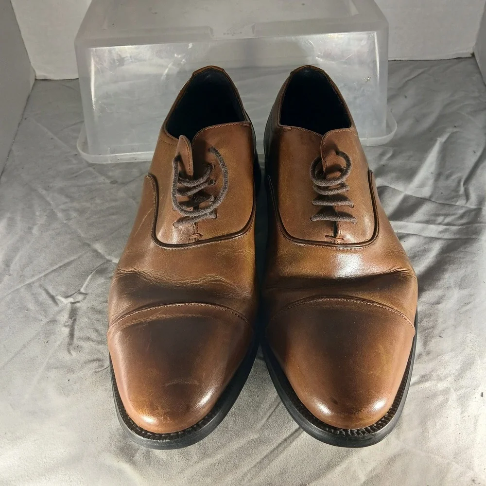 Stacy Adams Mens‎ 24919-221 Dickinson Cap Toe Oxford Cognac Brown Leather 10.5 M